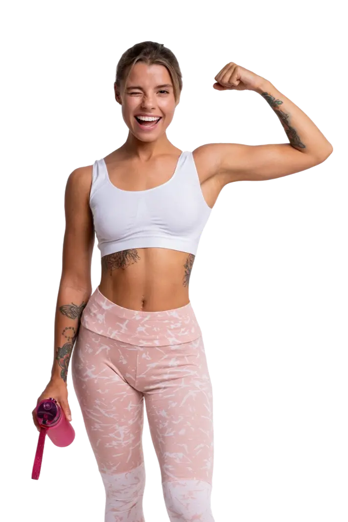 performance enhancing supplements by Rogue Supplements, woman flexing
